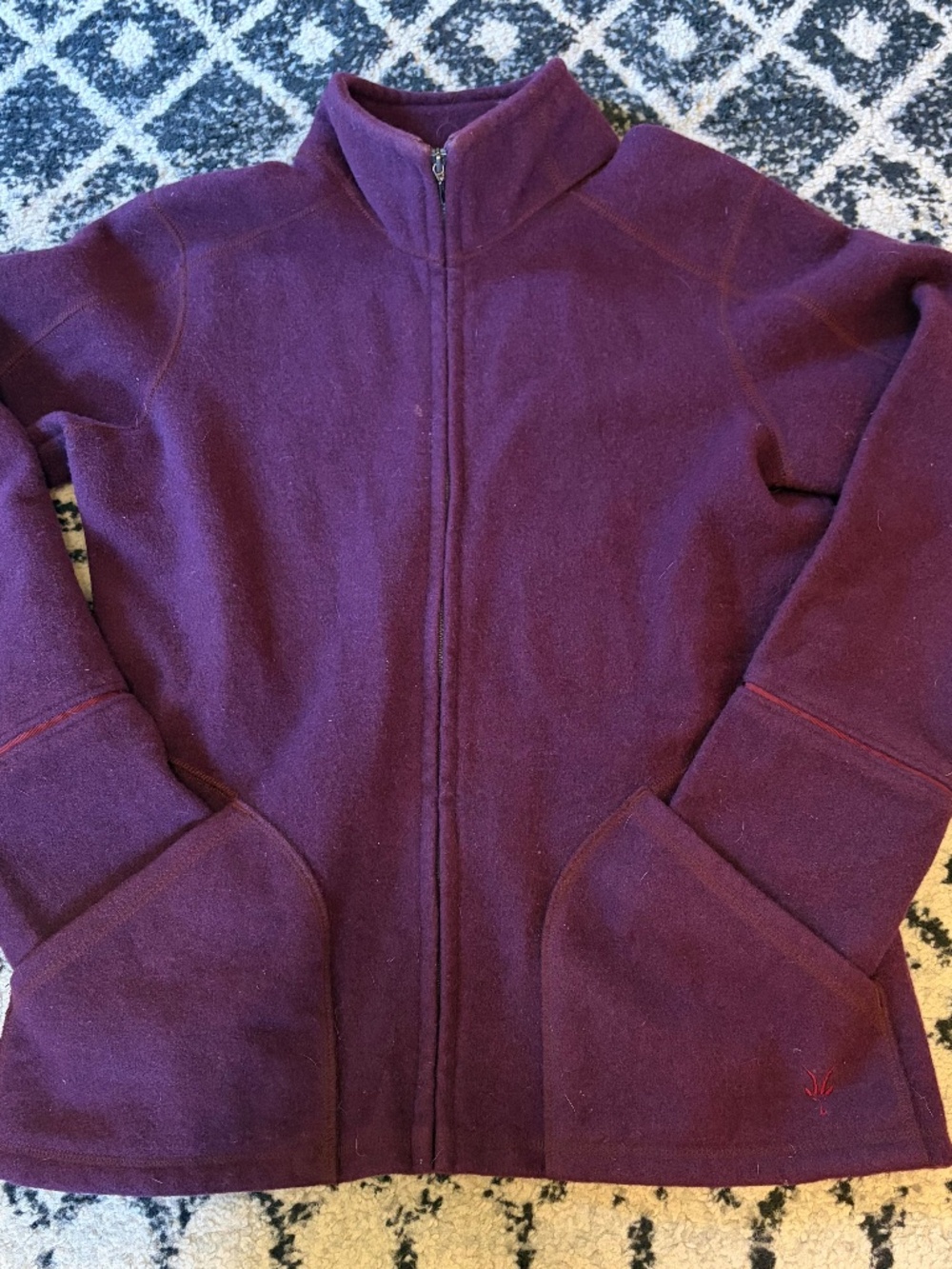Ibex Women S 100% Merino Wool Full Zip Jacket Sweater Plum Fall Outdoors Hiking